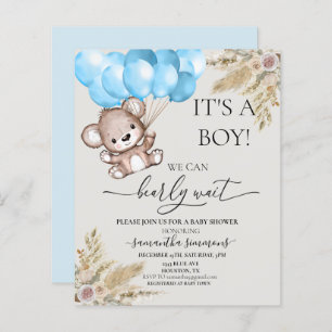 We Can Bearly Wait Baby Shower Teddy Bear Boho Boy