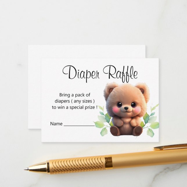 We can Bearly Wait Baby Shower teddy bear boho Enclosure Card (Front/Back In Situ)