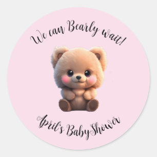 We can Bearly Wait Baby Shower teddy bear Classic Round Sticker