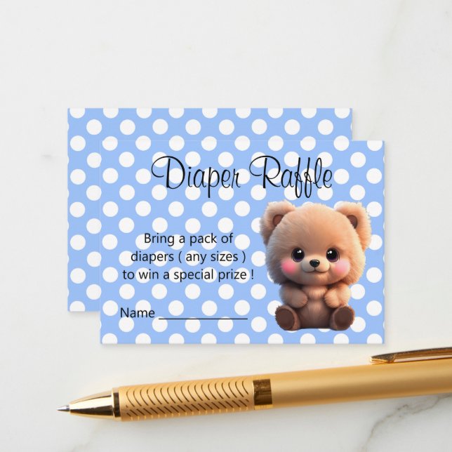 We can Bearly Wait Baby Shower teddy bear Enclosure Card (Front/Back In Situ)