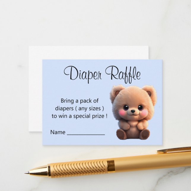 We can Bearly Wait Baby Shower teddy bear Enclosure Card (Front/Back In Situ)