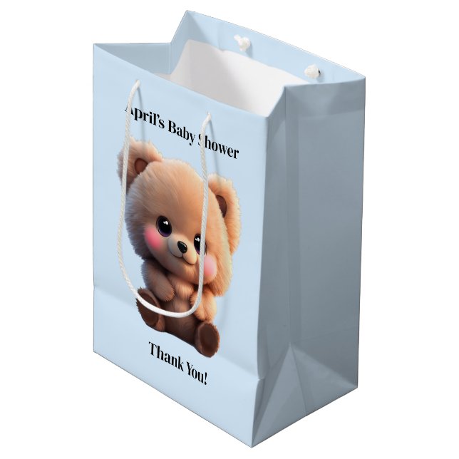 We can Bearly Wait Baby Shower teddy bear  Medium Gift Bag (Front Angled)
