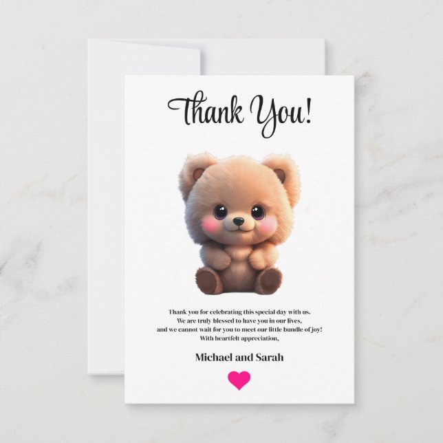 We can Bearly Wait Baby Shower teddy bear Thank You Card (Front)