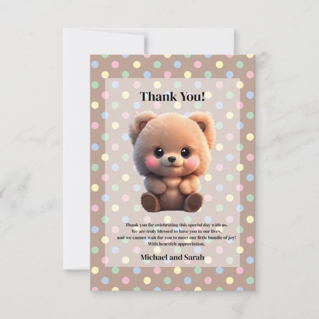 We can Bearly Wait Baby Shower teddy bear Thank You Card (Front)