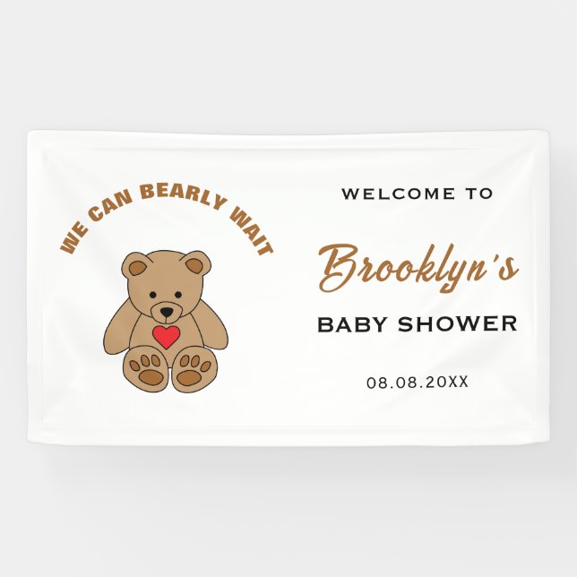 We Can Bearly Wait Baby Shower Teddy Bear Welcome Banner (Horizontal)