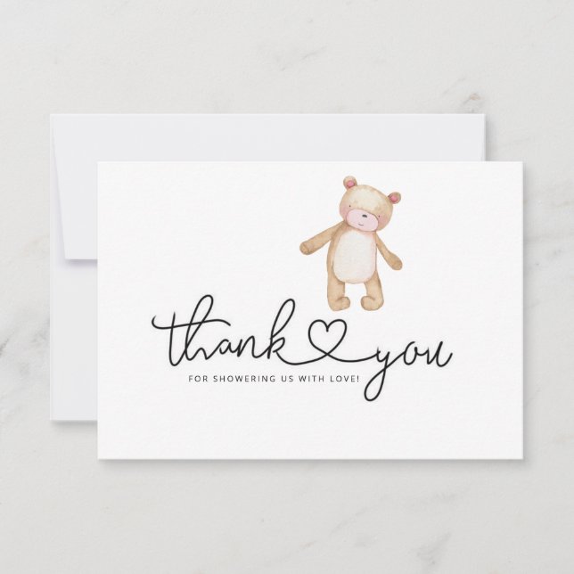 We can bearly wait baby shower thank you card (Front)