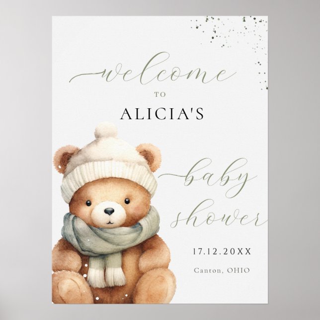 We Can Bearly Wait Baby Shower Welcome Poster (Front)