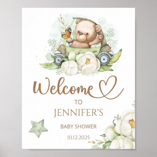 We can bearly wait baby shower welcome poster (Front)