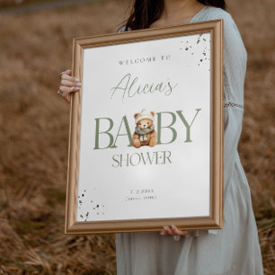 We Can Bearly Wait Baby Shower Welcome Poster