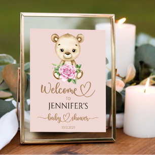 We can bearly wait baby shower welcome poster