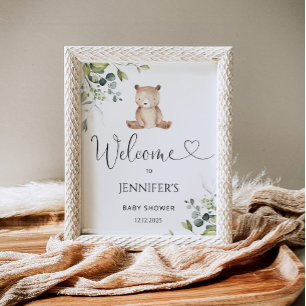 We can bearly wait baby shower welcome  poster