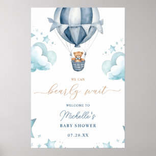 We Can Bearly Wait Baby Shower Welcome Poster