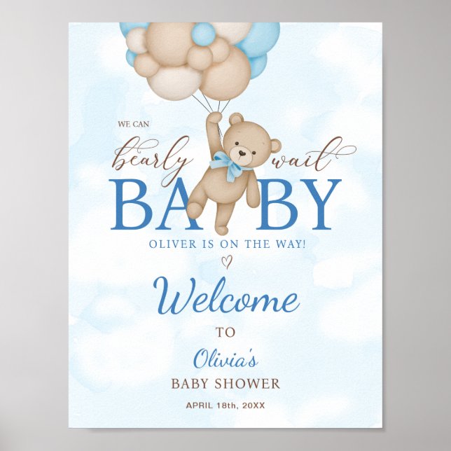 We Can Bearly Wait Baby Shower Welcome Sign (Front)