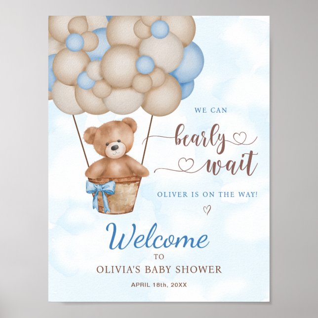 We Can Bearly Wait Baby Shower Welcome Sign (Front)