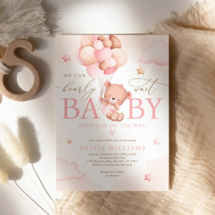 We Can Bearly Wait Balloon Baby Shower Invitation