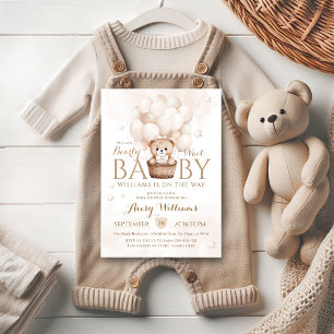 We Can Bearly Wait Balloon Neutral Baby Shower  Invitation