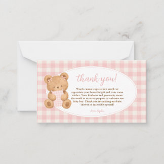 We Can Bearly Wait Bear Baby Girl Gingham Card