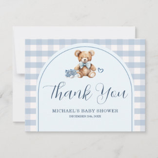 We can Bearly Wait Bear Baby Shoes Baby Shower Thank You Card