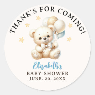 We can bearly wait Bear Baby Shower Boy party Classic Round Sticker
