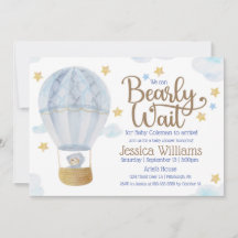 We Can Bearly Wait Bear Baby Shower Invitation