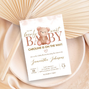 We Can Bearly Wait Bear Baby Shower Invitation