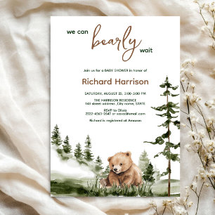 We can bearly wait bear baby shower invitation