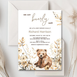 We can bearly wait bear baby shower invitation