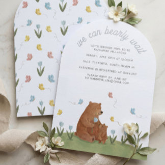 We Can Bearly Wait Bear Baby Shower Invite