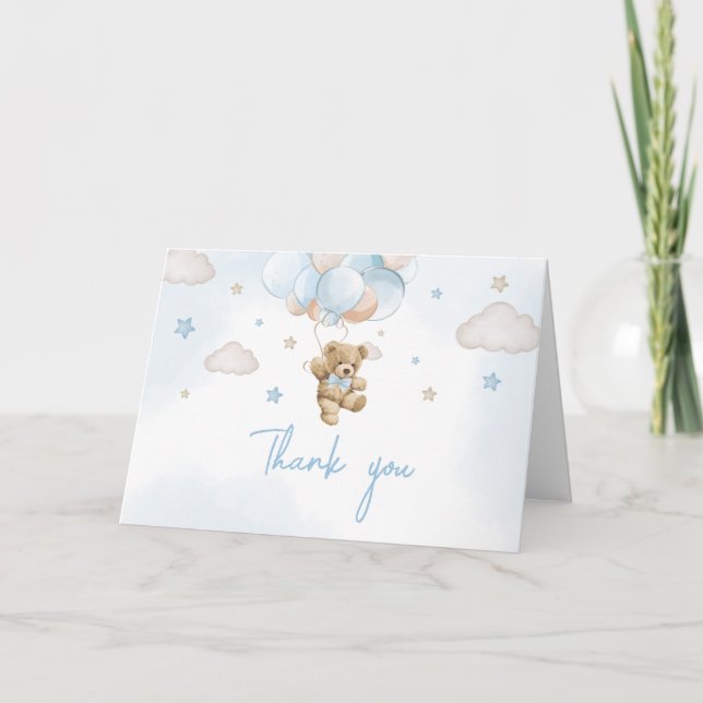 We Can Bearly Wait Bear Balloon Thank You Card (Front)