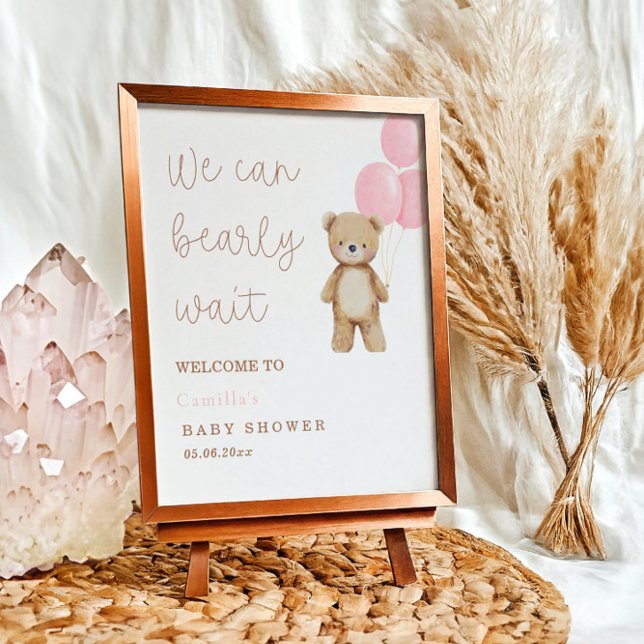 We Can Bearly Wait Bear Balloons Baby Shower Poster (Creator Uploaded)