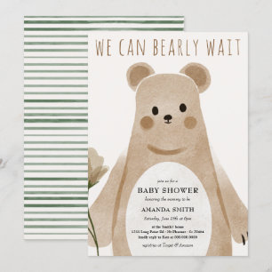 We Can Bearly Wait Bear Boho Baby Shower Invitation