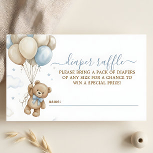 We Can Bearly Wait Bear Diaper Raffle Baby Shower Enclosure Card