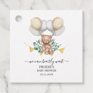 We Can Bearly Wait Bear Eucalyptus Baby Shower Favour Tags