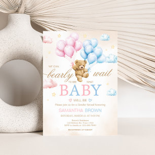 We Can Bearly Wait Bear Gender Reveal Invitation