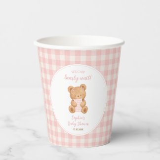 We Can Bearly Wait Bear Girl Baby Shower Paper Cups