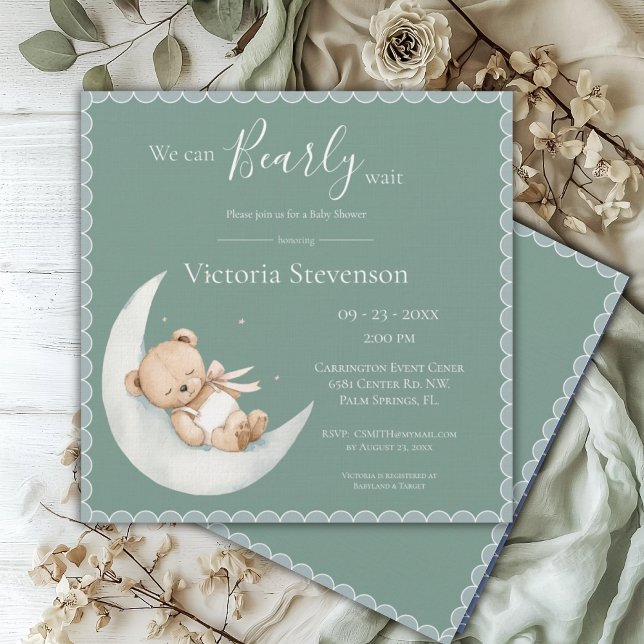 We Can Bearly Wait Bear Green Baby Shower (Creator Uploaded)
