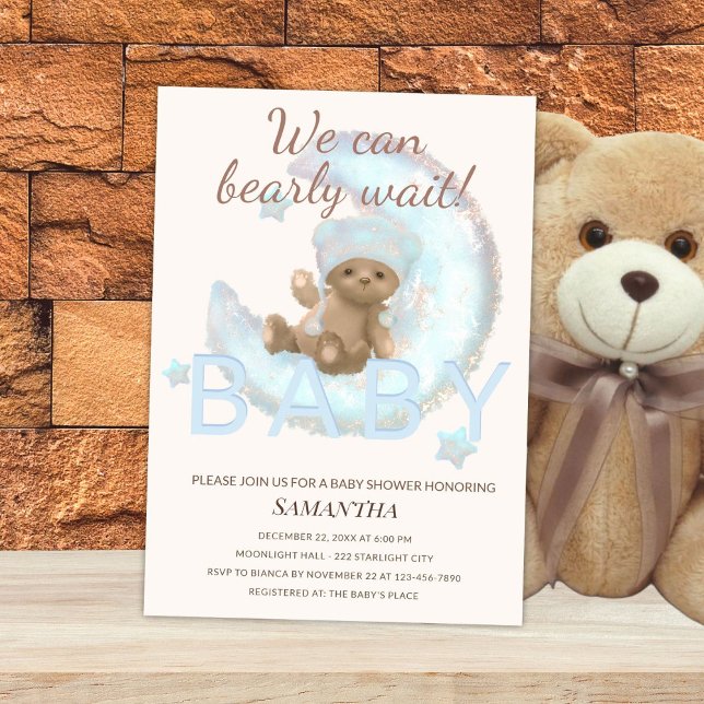 We Can Bearly Wait – Bear Themed Baby Shower  Invitation (Creator Uploaded)