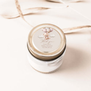 We Can Bearly Wait Bear With Balloons Baby Shower  Classic Round Sticker