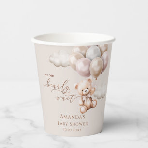 We Can Bearly Wait Bear With Balloons Baby Shower Paper Cups