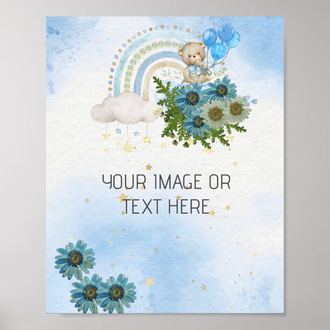 We can bearly wait beary boho rainbow Blank DIY Poster (Front)