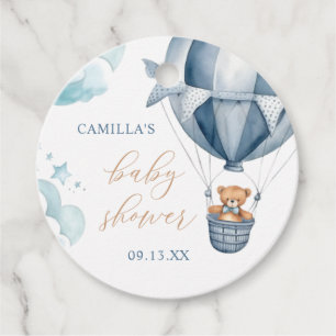 We Can Bearly Wait Blue Baby Shower  Favour Tags