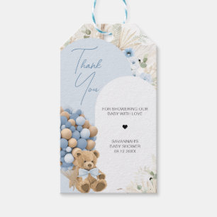 We Can Bearly Wait Blue Baby Shower Favour Tags