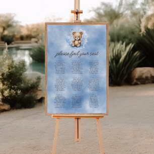 We Can Bearly Wait Blue Baby Shower Seating Poster