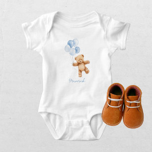 We Can Bearly Wait Blue Boy Baby Shower Bodysuit