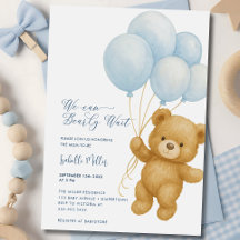We Can Bearly Wait Blue Boy Baby Shower Invitation