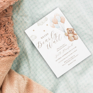 We Can Bearly Wait Blue Boy Baby Shower Invitation