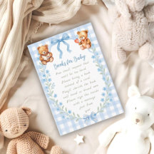 We Can Bearly Wait Blue Floral Gingham Baby Shower