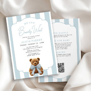 We can bearly wait blue teddy bear all in one invitation