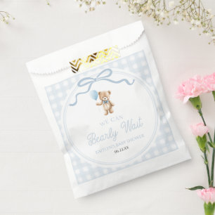 We Can Bearly Wait Blue Teddy Bear Baby Shower Favour Bags