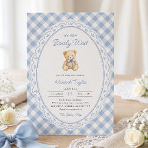 We Can Bearly Wait Blue Teddy Bear Baby Shower